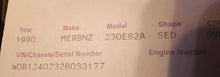 Load image into Gallery viewer, Mercedes 1990 230E